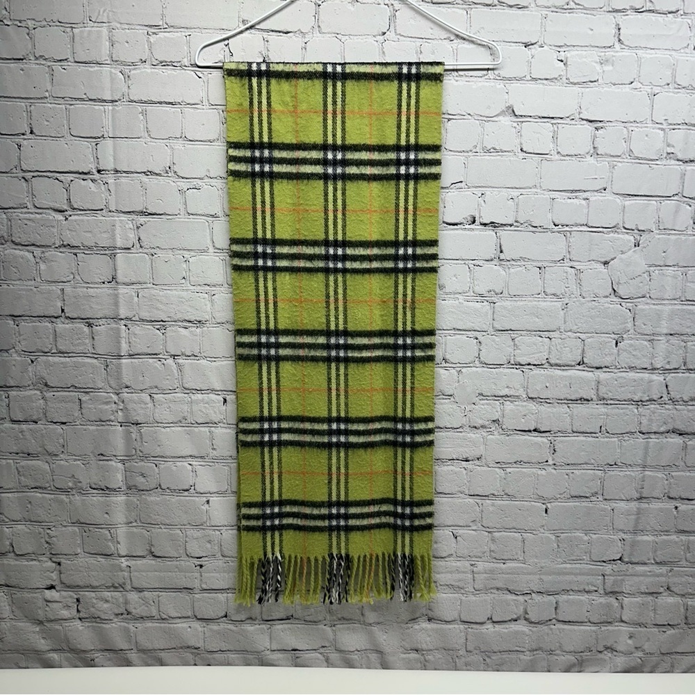 Burberry London  Lime and Black 100%Cashmere Scarf